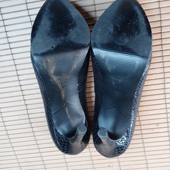 ENZO ANGIOLINI STILLETOS black LEATHER SHOES Women Size 8M lizzard print. TUpem - Picture 11 of 11